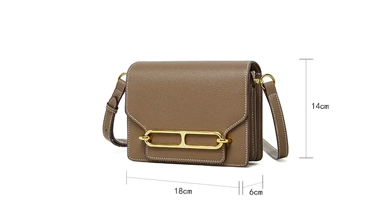 18CM genuine leather pig nose shoulder crossbody bag 2911 elephant gray