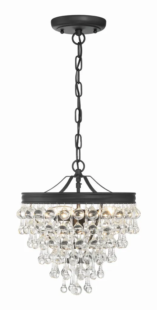 Calypso 3 Light Matte Black Mini Chandelier