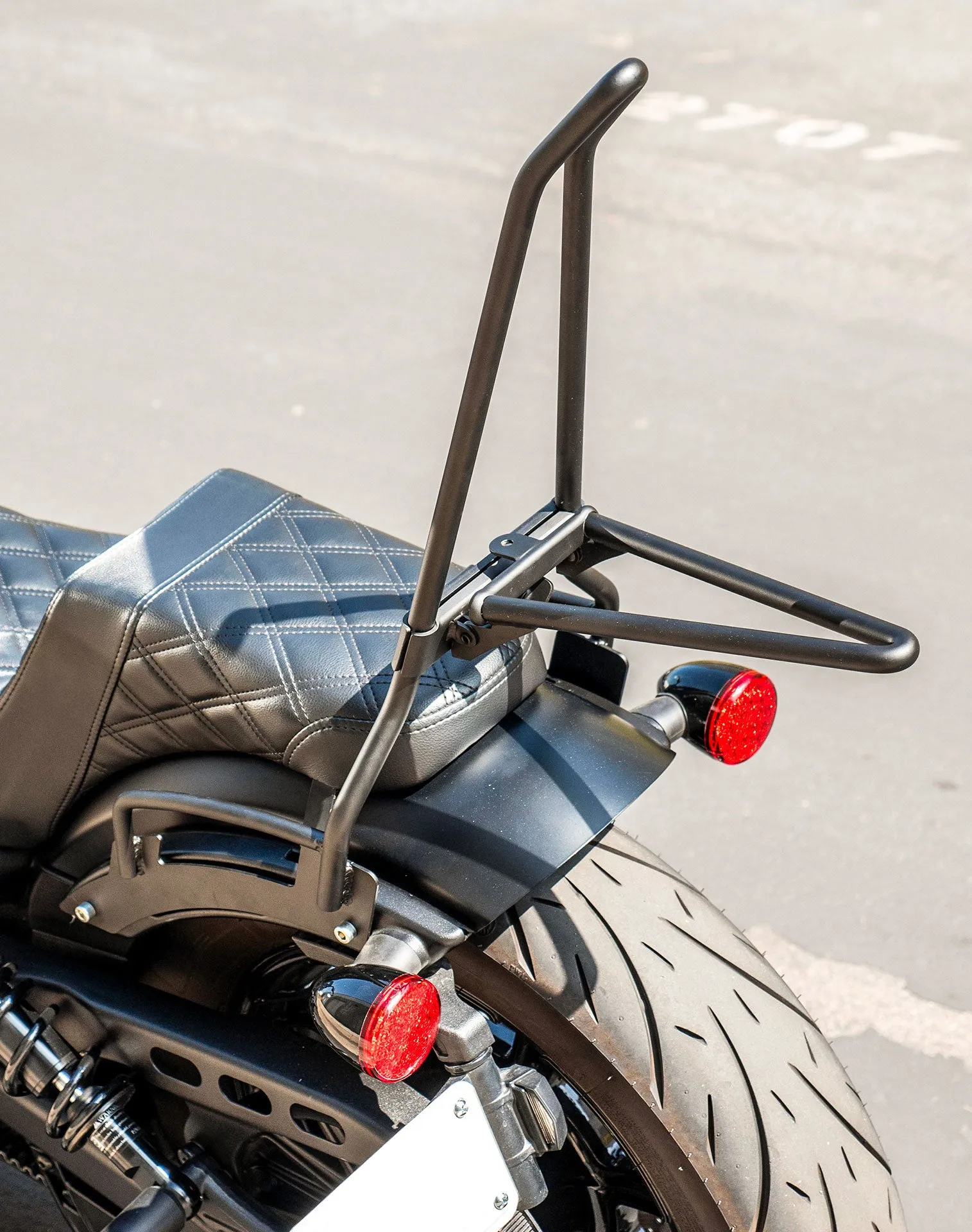 Iron Born Blade 25" Sissy Bar with Foldable Luggage Rack for Indian Scout Bobber Matte Black